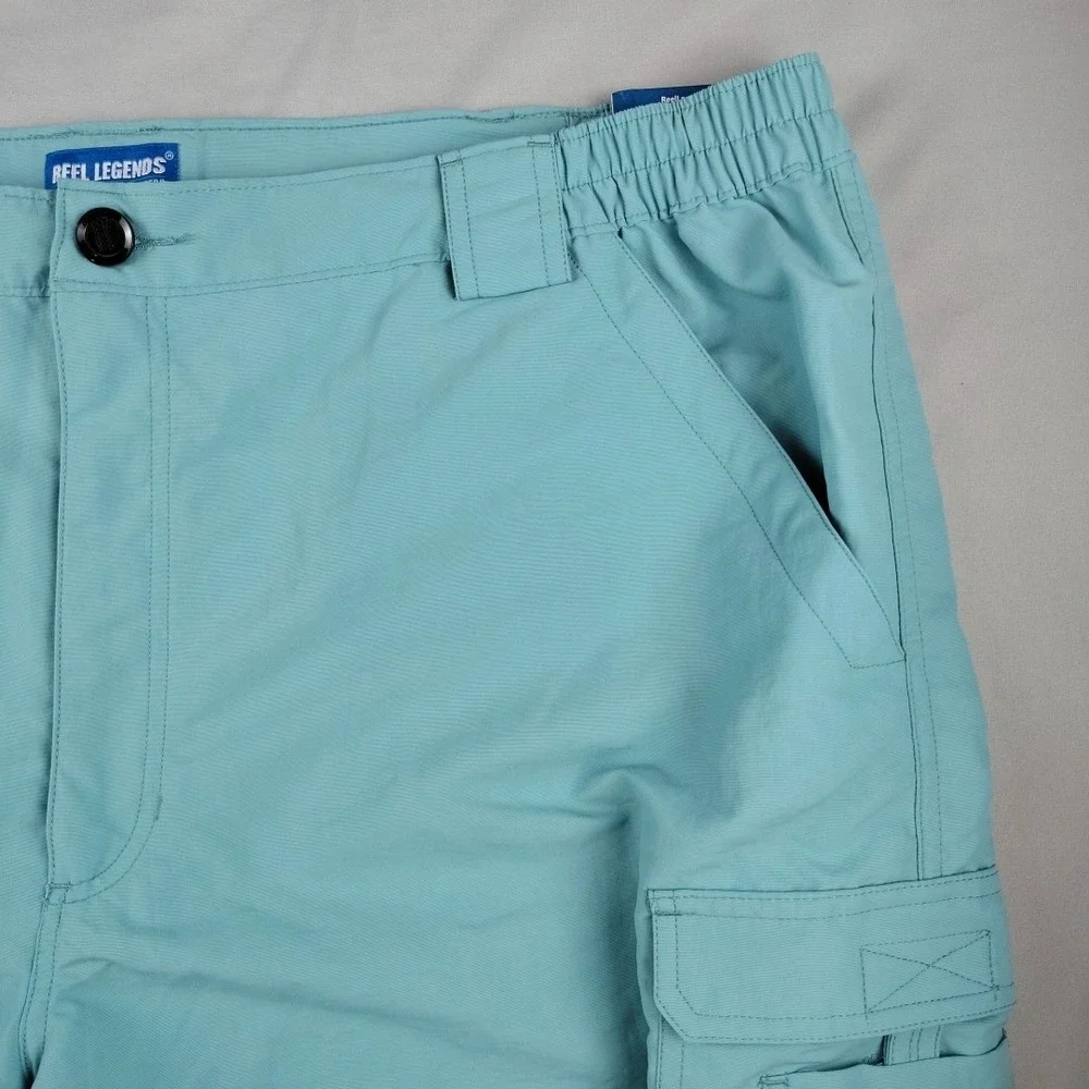Reel Legends Bonefish Performance Cargo Shorts Mens XXL Lt Teal 7.5